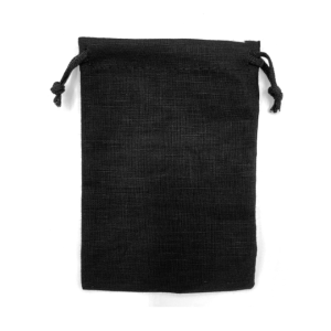 Medium Black Linen Pouch