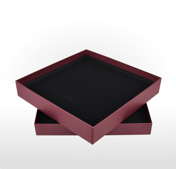Maroon Fine Linen Paper Covered Jewellery Set Box